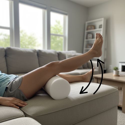 KneEXT — Foam Roller with Heel Cut-Out | Total Knee Replacement Recovery