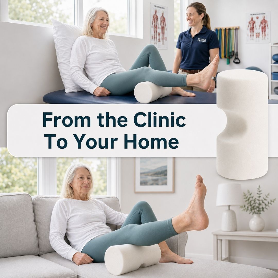 KneEXT — Foam Roller with Heel Cut-Out | Total Knee Replacement Recovery