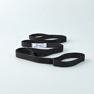 10-loop non-elastic yoga stretch strap on neutral background — heavy-duty PT-approved recovery tool