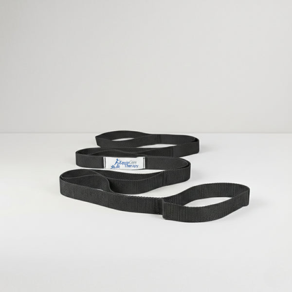 10-loop non-elastic yoga stretch strap on neutral background — heavy-duty PT-approved recovery tool